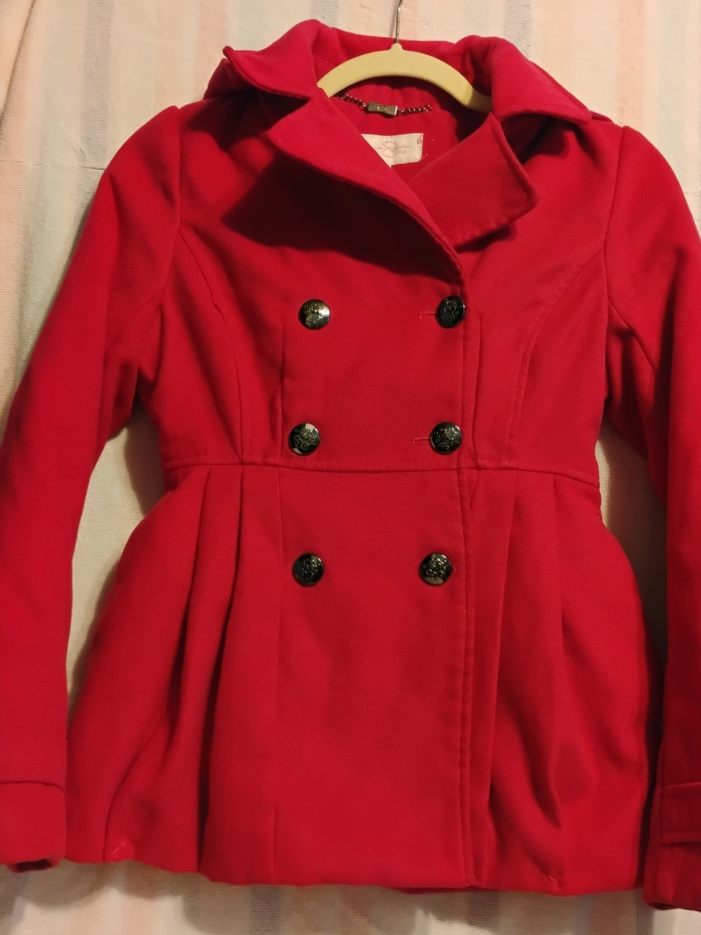 Jessica Simpson Girls Red Double-Breasted Pea Coat